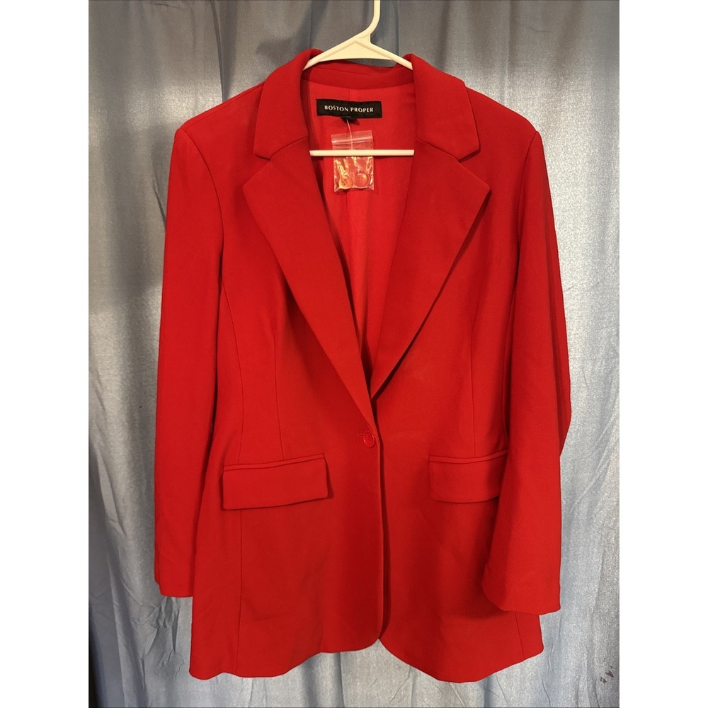 NWT Boston Proper Red Beyond Travel Classic Boyfriend Blazer Suit Set Size 12